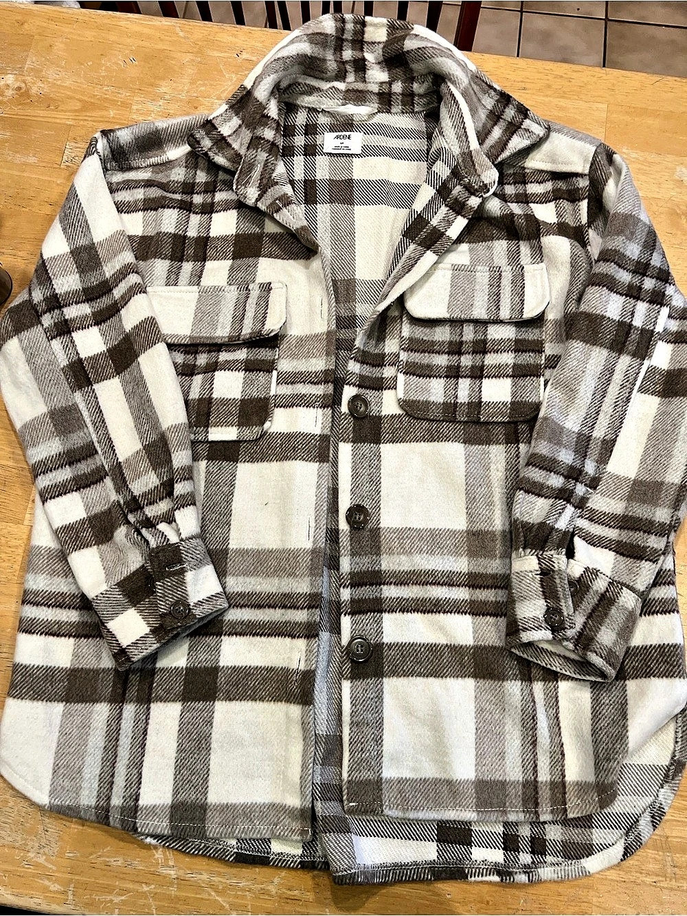 Ardene Plaid Jacket in Brown & White